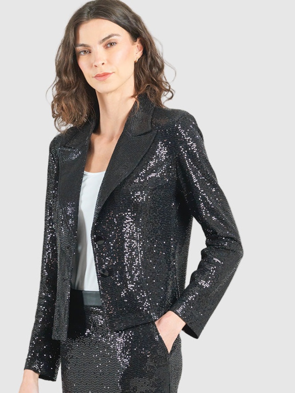 Clara Sun Woo Sequin Knit Blazer Women’s Size S Modern Button Elegant Cocktail